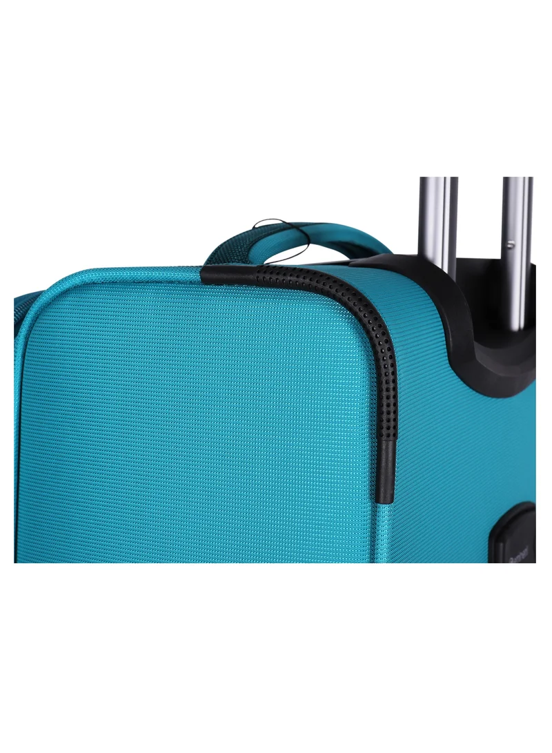 eminent Unisex Soft Travel Bag Large Luggage Trolley Polyester Lightweight Expandable 4 Double Spinner Wheeled Suitcase with 3 Digit TSA lock E765 Green