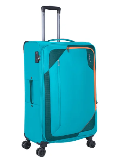 eminent Unisex Soft Travel Bag Large Luggage Trolley Polyester Lightweight Expandable 4 Double Spinner Wheeled Suitcase with 3 Digit TSA lock E765 Green
