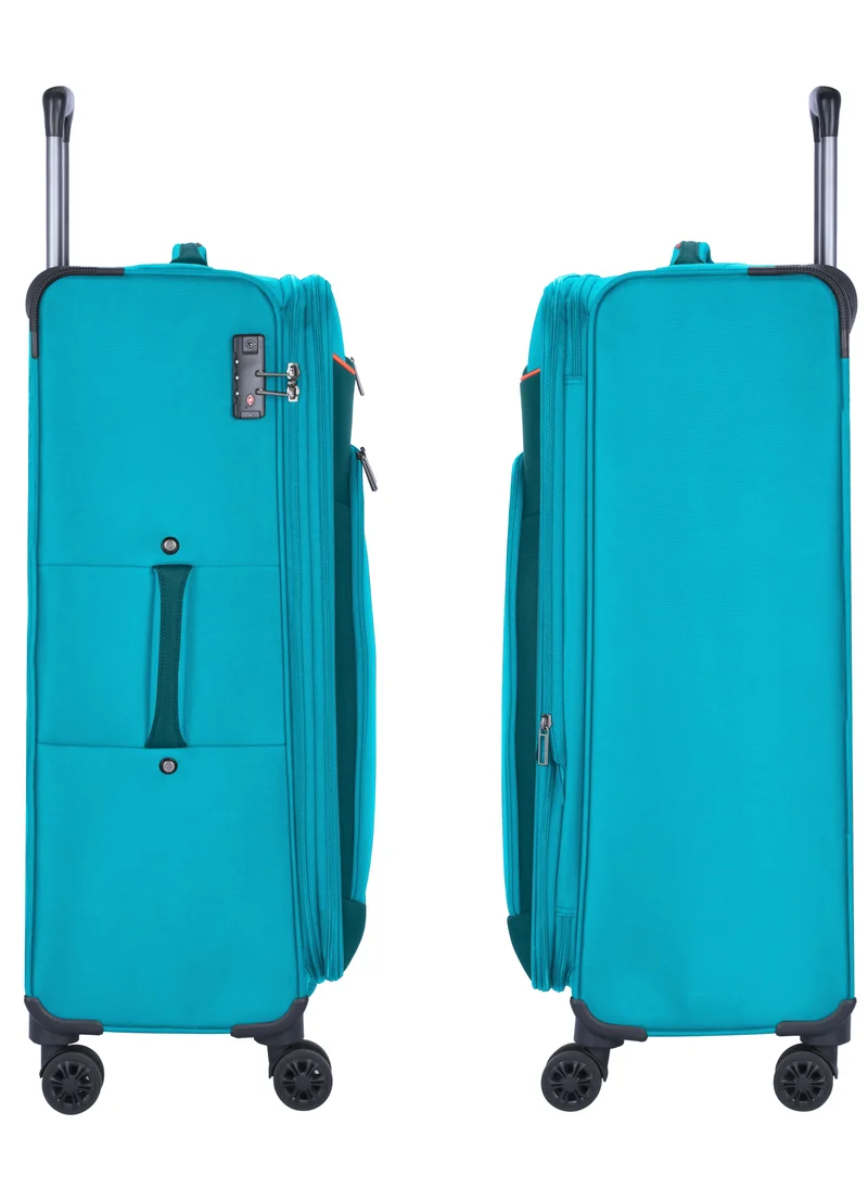 إيمينينت Unisex Soft Travel Bag Large Luggage Trolley Polyester Lightweight Expandable 4 Double Spinner Wheeled Suitcase with 3 Digit TSA lock E765 Green
