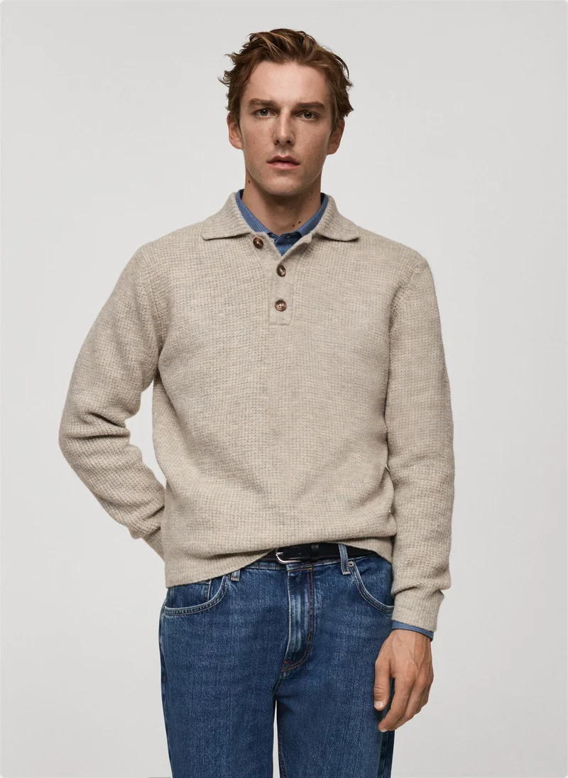 مانجو مان Regular Fit Knitted Polo Sweater