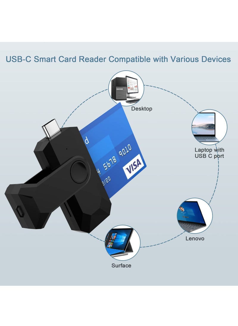 SYOSI - Type-C SIM Reader for Mobile Phones, ID Card Reader Smart Card Reader for Contact Chip, Micro SD+SD Card Reader, CAC Reader for Bank/ CAC/ IC/ Health/ Credit Card, Drive-free for Windows Android - Image 1