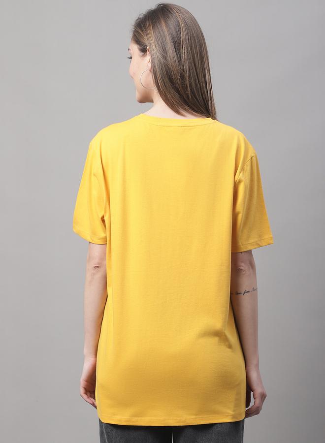 تايك تو تيشيرت نسائي أصفر مطبوع برسومات كبيرة من دور - Image 2