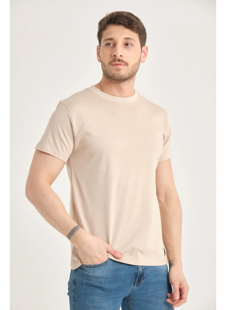 Four Man Men's Cotton Standard Cut Solid Color Basic T-Shirt with Non-Wrinkle Fabric Feature