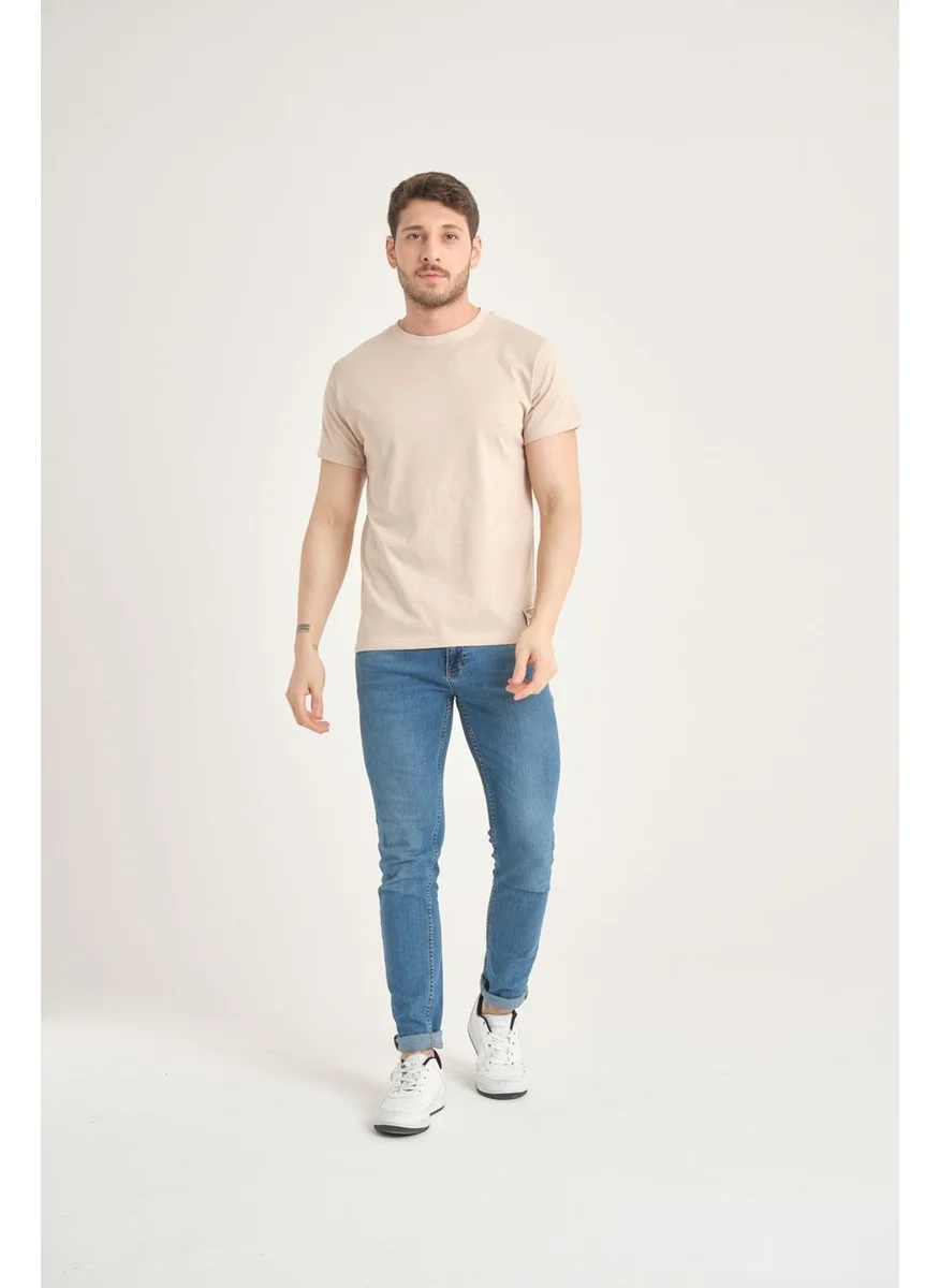 Four Man Men's Cotton Standard Cut Solid Color Basic T-Shirt with Non-Wrinkle Fabric Feature