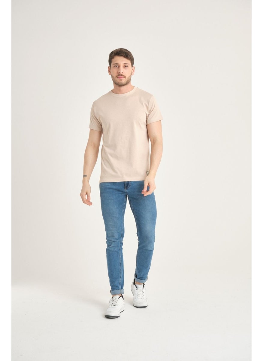 Four Man - Men's Cotton Standard Cut Solid Color Basic T-Shirt with Non-Wrinkle Fabric Feature - Image 1