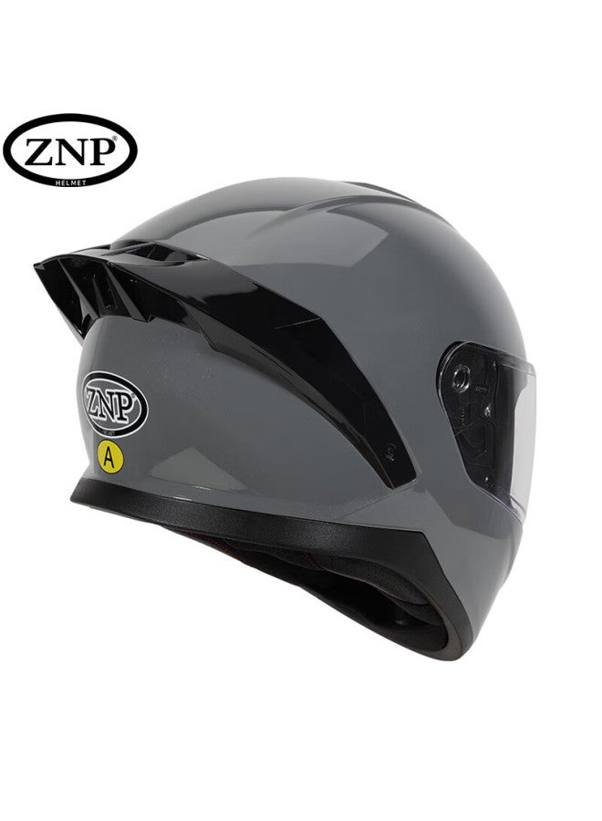 Znp 928 Dual Lens Motorcycle Helmet Winter Warm Men And Women Four Seasons Full Helmet Cement Gray M - Image 2