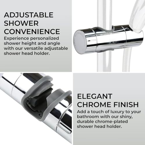 HST H&S Universal Shower Head Holder for Slide Bar - Adjustable Shower Holder Bracket Set w/Cylindrical Design - Powerful Replacement Shower Hose Clamp for Bathroom,Adjustable Slide Bar Showerhead Holder - Image 2