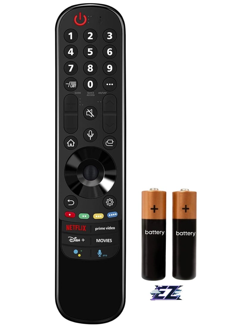 Replacement Voice Remote with Netflix Prime-Video Disney+ Movies Apps fit for LG A1 Series C1 Series G1 Series 90 Series 99 Series 4K Smart TV with Point, Click and Scroll Function with Battery