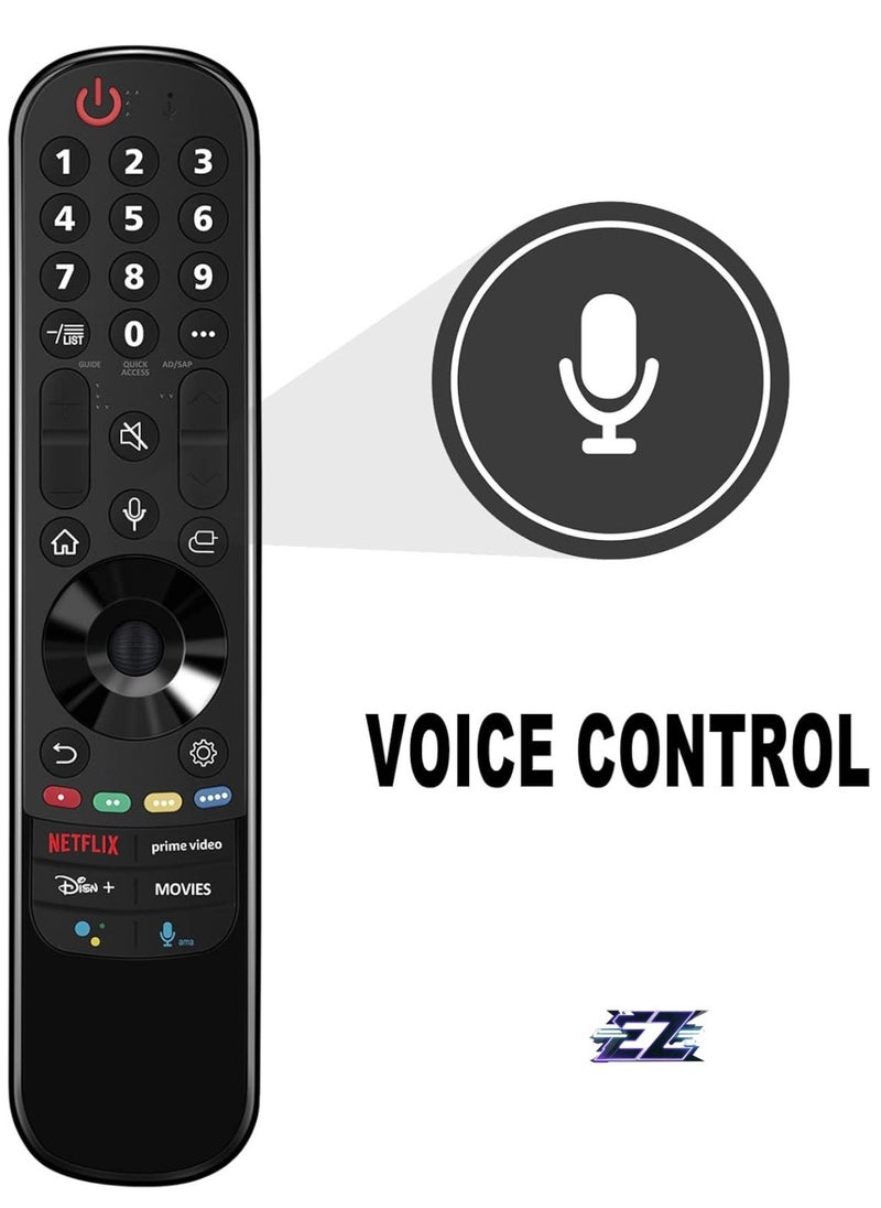 Replacement Voice Remote with Netflix Prime-Video Disney+ Movies Apps fit for LG A1 Series C1 Series G1 Series 90 Series 99 Series 4K Smart TV with Point, Click and Scroll Function with Battery