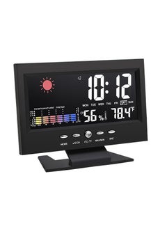 Digital Weather Forecast Clock with Large LCD Humidity, Temperature, Time Display, Hanging Holes and Stand, Comfort Alarm Clock Suitable for Table, Bathroom, Shower, Kitchen