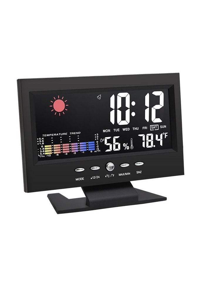 Arabest - Digital Weather Forecast Clock with Large LCD Humidity, Temperature, Time Display, Hanging Holes and Stand, Comfort Alarm Clock Suitable for Table, Bathroom, Shower, Kitchen - Image 1