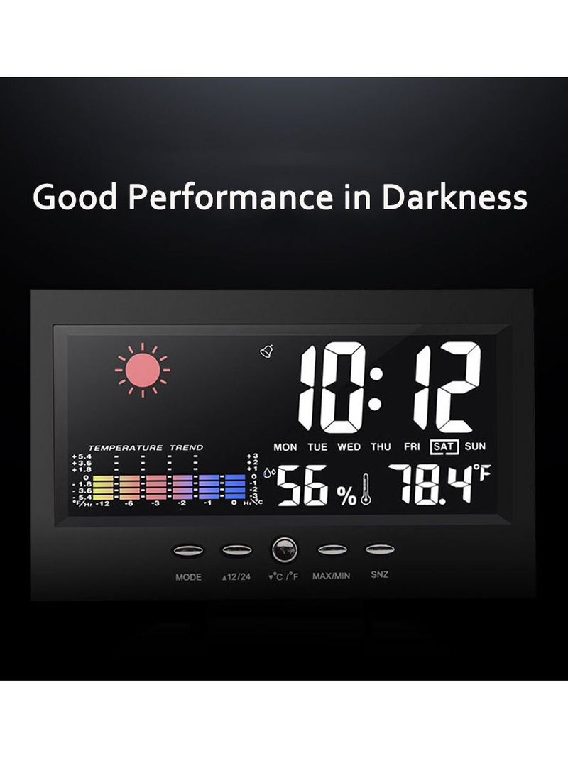 Arabest - Digital Weather Forecast Clock with Large LCD Humidity, Temperature, Time Display, Hanging Holes and Stand, Comfort Alarm Clock Suitable for Table, Bathroom, Shower, Kitchen - Image 1