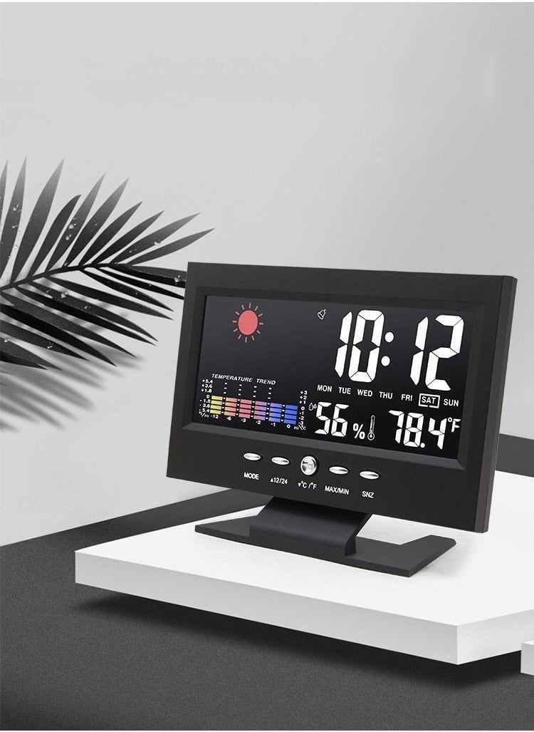 Arabest - Digital Weather Forecast Clock with Large LCD Humidity, Temperature, Time Display, Hanging Holes and Stand, Comfort Alarm Clock Suitable for Table, Bathroom, Shower, Kitchen - Image 1