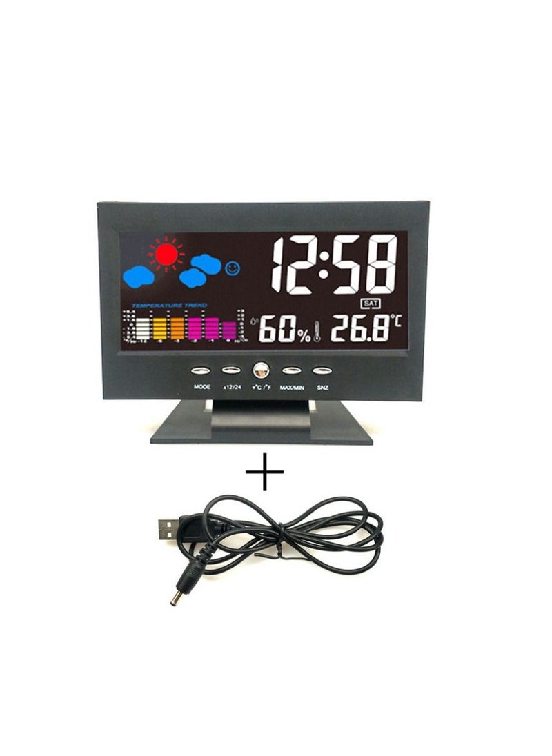 Arabest - Digital Weather Forecast Clock with Large LCD Humidity, Temperature, Time Display, Hanging Holes and Stand, Comfort Alarm Clock Suitable for Table, Bathroom, Shower, Kitchen - Image 1
