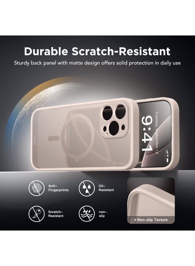 جولبينبوكس جراب مغناطيسي لهاتف iPhone 16 Pro Max مع زر للتحكم في الكاميرا، متوافق مع MagSafe، [حماية كاملة للكاميرا] [واقي شاشة للخصوصية] غطاء هاتف شفاف غير لامع غير قابل للانزلاق لهاتف iPhone 16 ProMax (بني فاتح) - Image 4