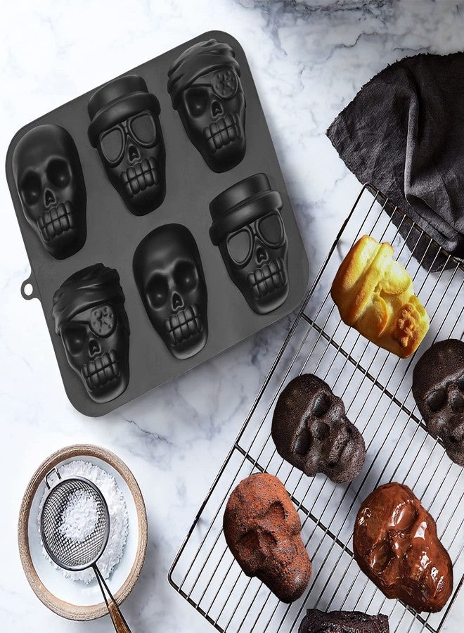 FreeNFond Halloween Baking Skull Cake Pan Molds, Silicone Pirate Cakelet Tin - Image 5
