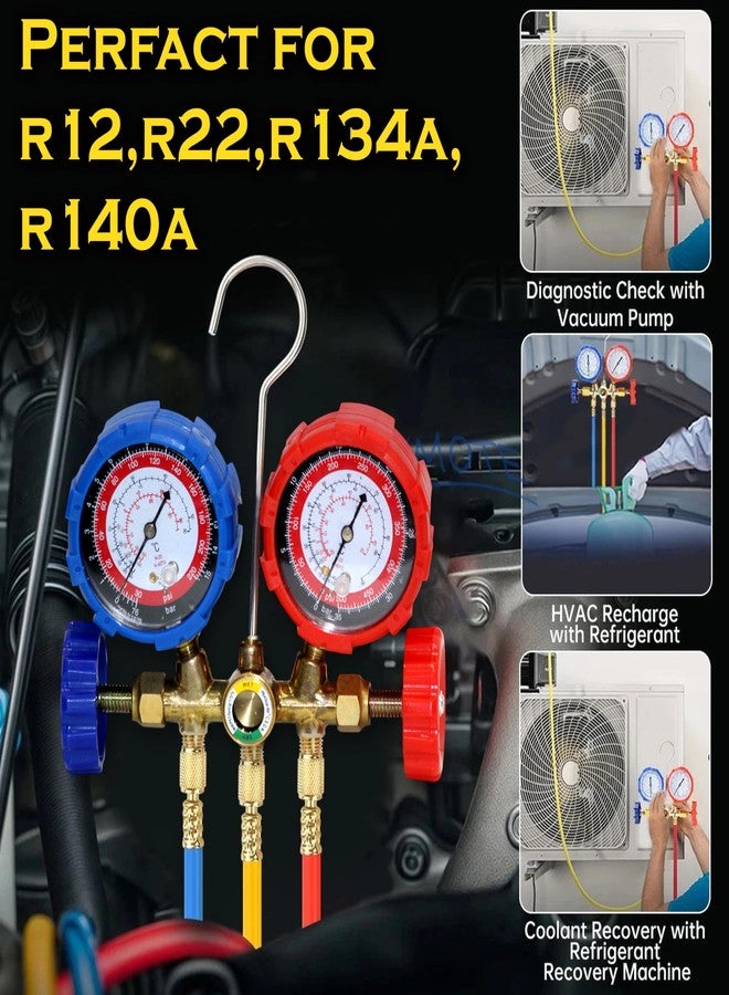 Digital Craft Manifold Gauge Set for Air Conditioning & Refrigeration - AC Service Tool Compatible with R12, R22, R404A & R134A, Includes Quick Coupler Adapters & Tap Valve - Image 5