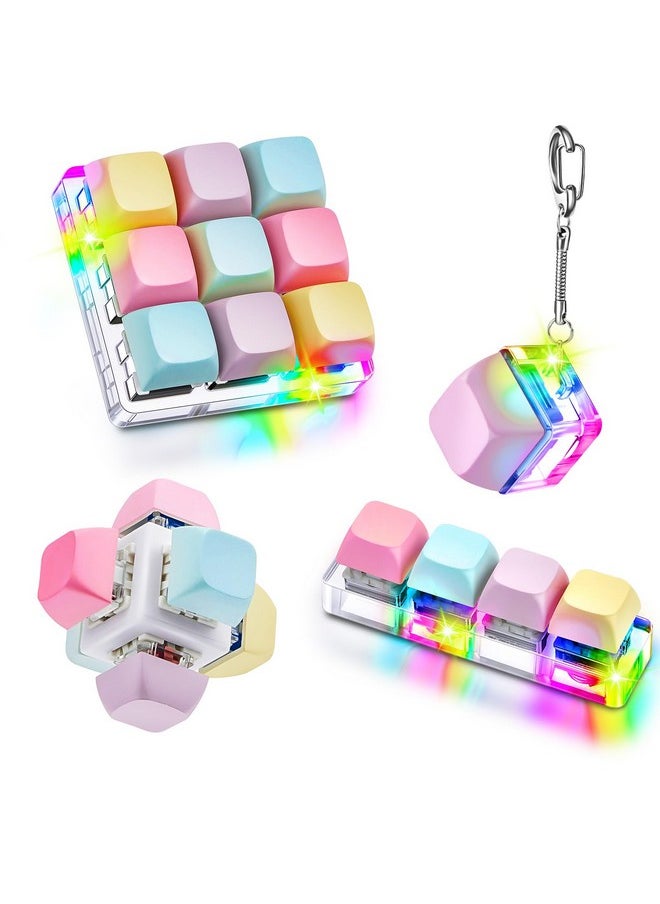 Taiyin 4 Pcs Decompression Toys Keyboard Clicker Toy Keyboard Cube Toy Mechanical Key Toy Keyboard Button Stress Relief for Adult Gifts to Relief Pass Time (Trendy)  - Image 1