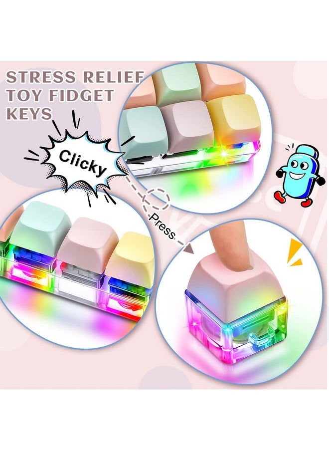Taiyin 4 Pcs Decompression Toys Keyboard Clicker Toy Keyboard Cube Toy Mechanical Key Toy Keyboard Button Stress Relief for Adult Gifts to Relief Pass Time (Trendy)  - Image 5