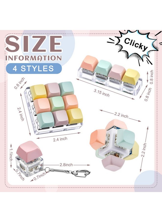 Taiyin 4 Pcs Decompression Toys Keyboard Clicker Toy Keyboard Cube Toy Mechanical Key Toy Keyboard Button Stress Relief for Adult Gifts to Relief Pass Time (Trendy)  - Image 2