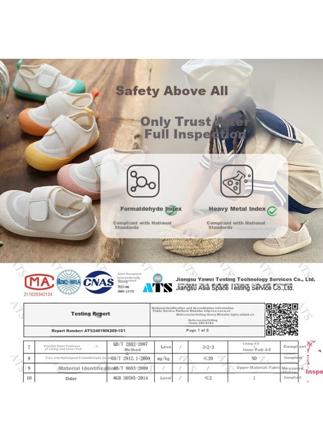 Topstar Kindergarten Indoor Shoes Children's Canvas Shoes White Soft Bottom Baby Breathable Single Shoes Beige Rice Bottom 24 - Image 2