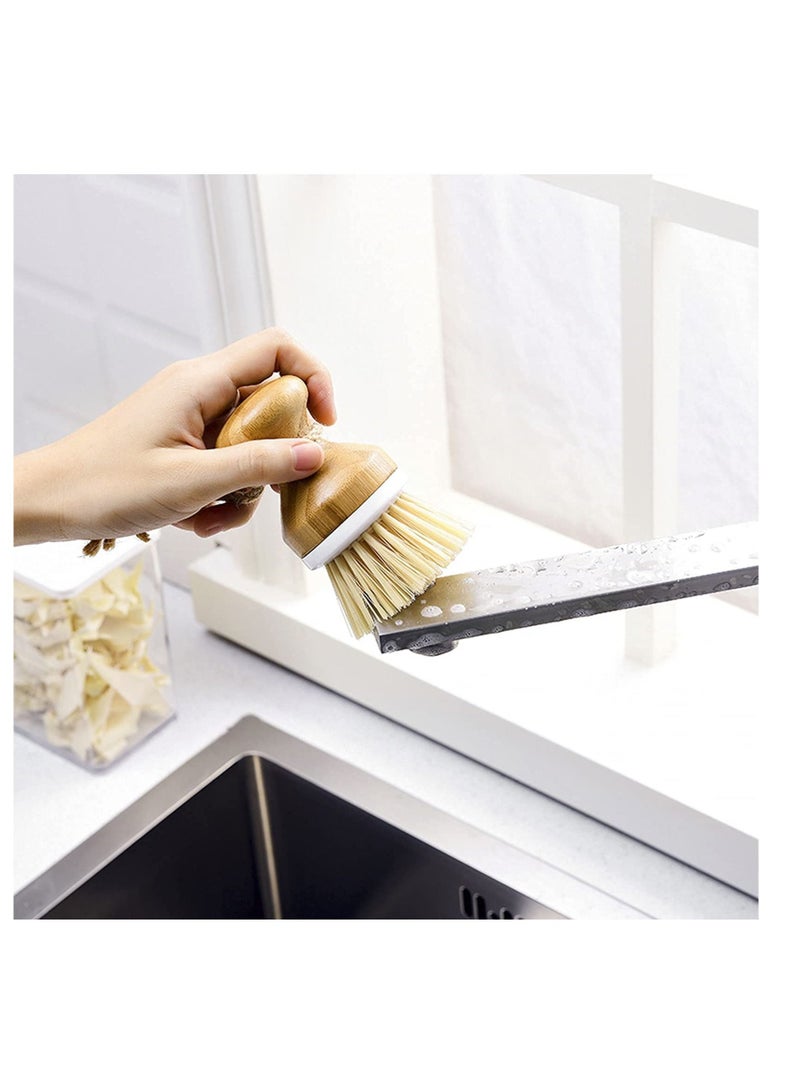 Excefore Scrub Brushes Bamboo Dish Brush Wooden Cleaning Scrubbers Set for Pots Pans Kitchen Sink Vegetables Washing(Set of 3) - Image 2