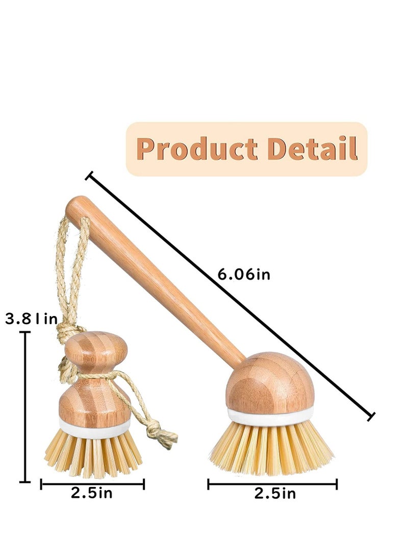 Excefore Scrub Brushes Bamboo Dish Brush Wooden Cleaning Scrubbers Set for Pots Pans Kitchen Sink Vegetables Washing(Set of 3) - Image 5