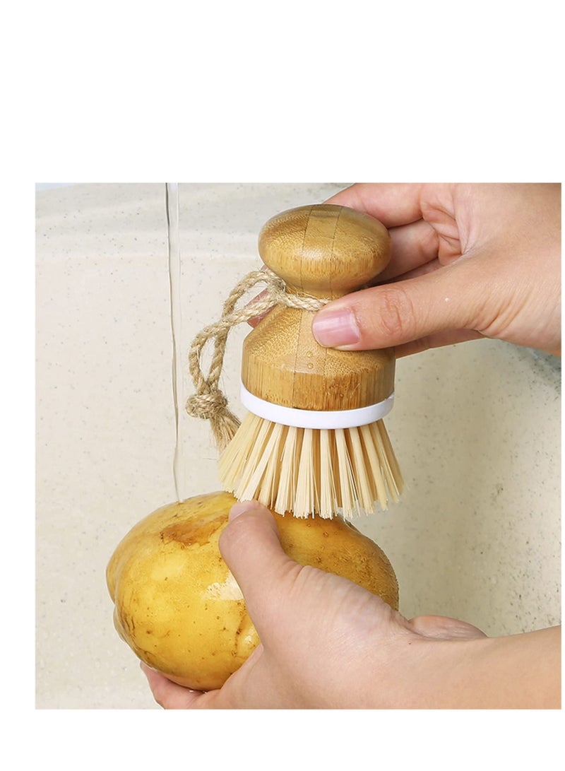 Excefore Scrub Brushes Bamboo Dish Brush Wooden Cleaning Scrubbers Set for Pots Pans Kitchen Sink Vegetables Washing(Set of 3) - Image 4