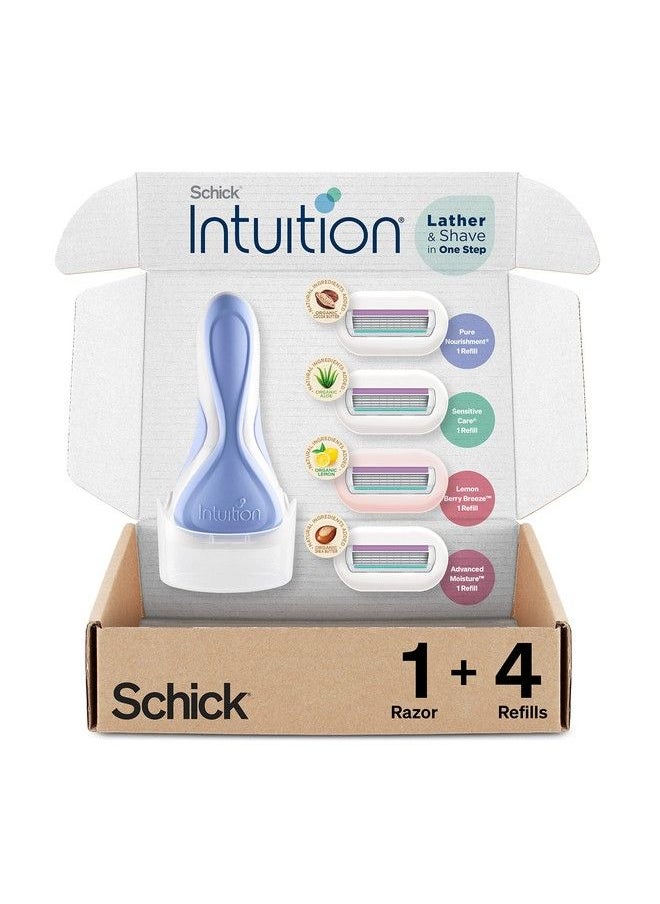 Intuition Schick Intuition Razors For Women Variety Pack With 1 Razor Handle & 4 Intuition Razor Blades Refill Shaving Kit Women Girls Shaving Kit Beginners Razor Gift Set For Women Razor Starter Kit  - Image 1