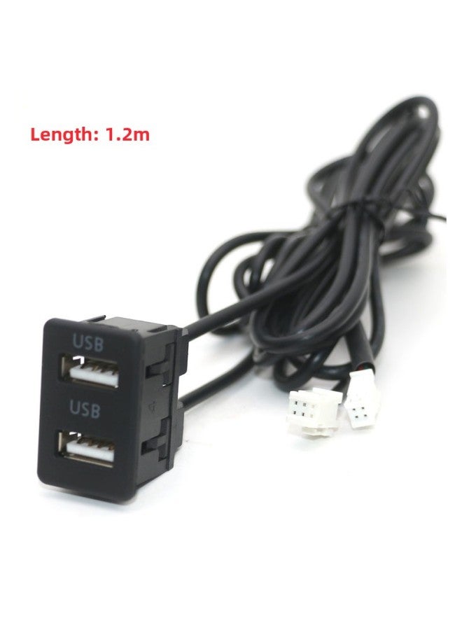 Android Navigation Car Dual-port USB Modification Line Universal 4PIN 6PIN Adapter Installation Dual USB Panel Line-Color:4P 6P Dual USB Square 1.2 Meters - Image 1