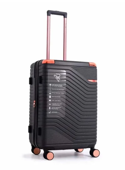 ريفلكشين REFLECTION Saphir Premium Quality ABS Suitcase Lightweight Hardshell Metalic Corner Vertical Series Travel Luggage Trolley with 4 Spinner Wheels and TSA Lock 24 Inch  61 CM Grey
