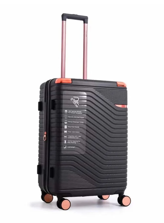 ريفلكشين REFLECTION Saphir Premium Quality ABS Suitcase Lightweight Hardshell Metalic Corner Vertical Series Travel Luggage Trolley with 4 Spinner Wheels and TSA Lock 24 Inch  61 CM Grey