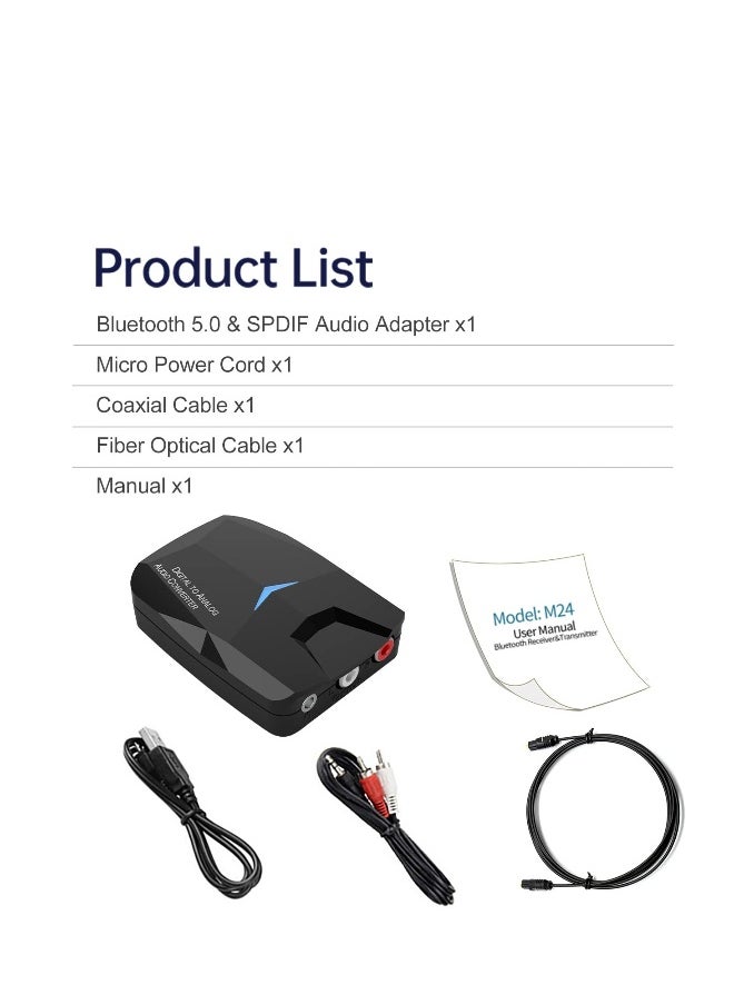 ماركة غير محددة محول صوت رقمي إلى تناظري DAC مع مستقبل Bluetooth 5.0، صوت رقمي عبر الألياف والبصرية إلى تناظري ستيريو RCA و3.5 مم  - Image 5
