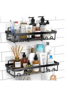 2-Pack Shower Caddy Basket Shelf with Hooks Stainless Steel for