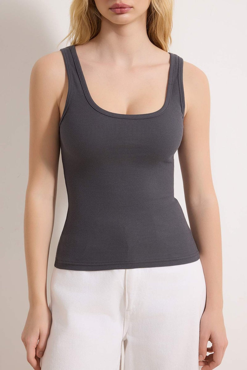 trendyol Anthracite Fitted/Fitted Pool Collar Corded Fabric Stretchy Knitted Undershirt Twoss22Al0042 - Image 3