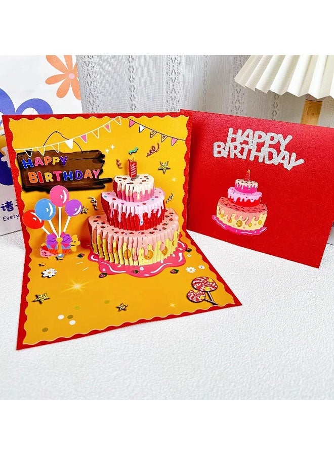 Happy D 3D Birthday Cards, Play Music Warm LED Light Birthday Cake Card, Music Greeting Cards Gift for Women Mom Wife Sister Girl - Image 4