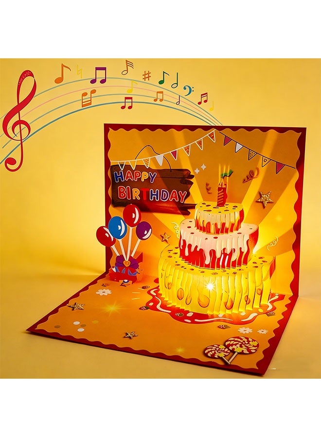 Happy D 3D Birthday Cards, Play Music Warm LED Light Birthday Cake Card, Music Greeting Cards Gift for Women Mom Wife Sister Girl - Image 5