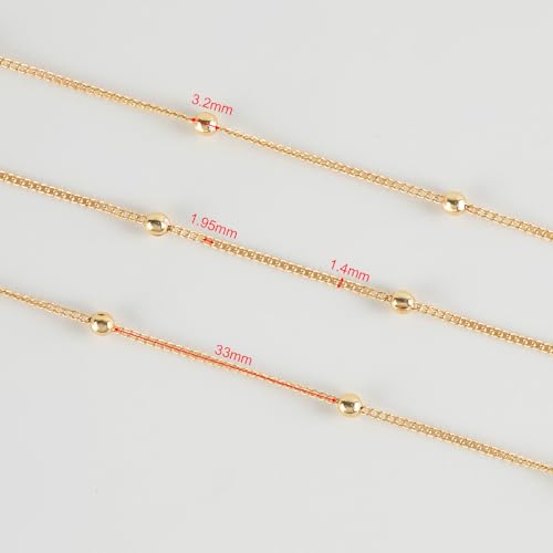 YOUBEIYEE 16.4 Feet/5 Meters 18K Gold Plated Brass Chain for Jewelry Making, Light Gold Beaded Necklace Chain for Women Twisted Curb Link Chain Jewelry Supplies - Image 3