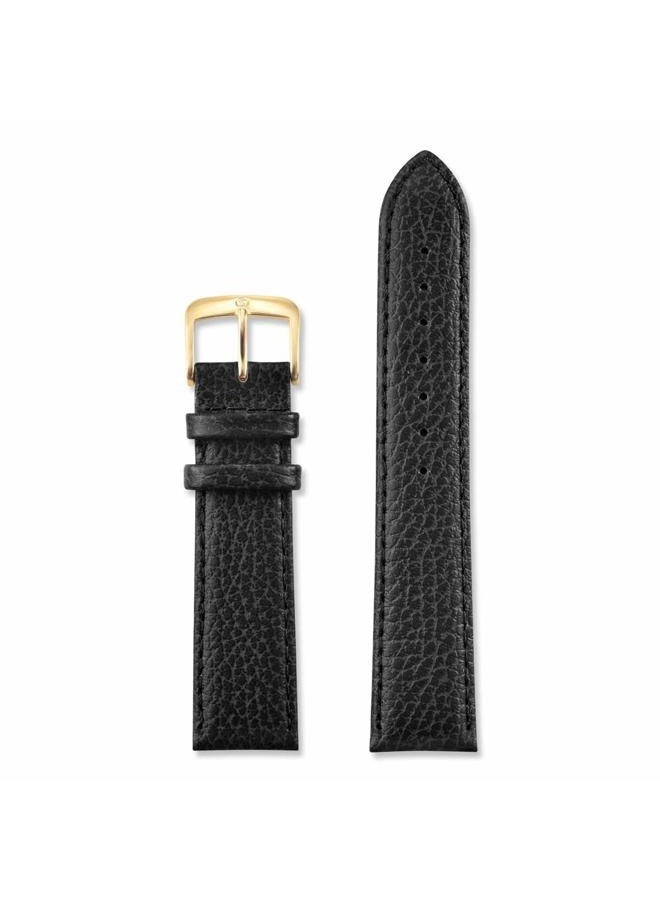 Speidel Leather Watch Band 16mm-20mm Black Cowhide Stitched Replacement Strap with Tone on Tone Stitching, Stainless Steel Metal Buckle Clasp, Watchband 16mm-Long Black w/Silver Buckle - Image 2