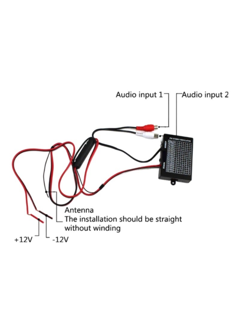 ROYAL - FM Transmitter with 16 Selectable Channel Frequencies PLL FM-16 Stereo 12~14V External Antenna Modulator CVBS Audio Input to Radio Speaker (FM-16BD) (Black) - Image 2