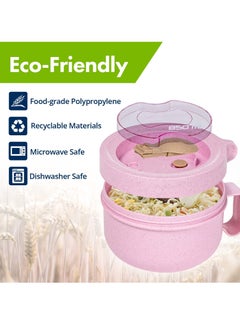 Y&D SYOSI Microwave Ramen Bowl Cooker With Lid, Food Grade Instant Noodle Soup Bpa Free for Office College Dorm Room Cooking (850ml Pink)  - Image 5