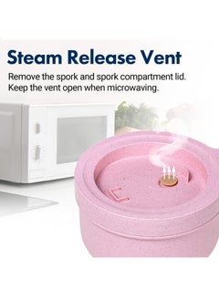 Y&D SYOSI Microwave Ramen Bowl Cooker With Lid, Food Grade Instant Noodle Soup Bpa Free for Office College Dorm Room Cooking (850ml Pink)  - Image 3