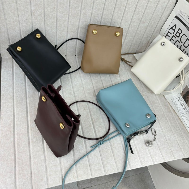 2025 Luojia New Calfskin Shoulder Bag Pebble Hobo Mini Bucket Bag Drawstring Crossbody Phone Bag - Image 3