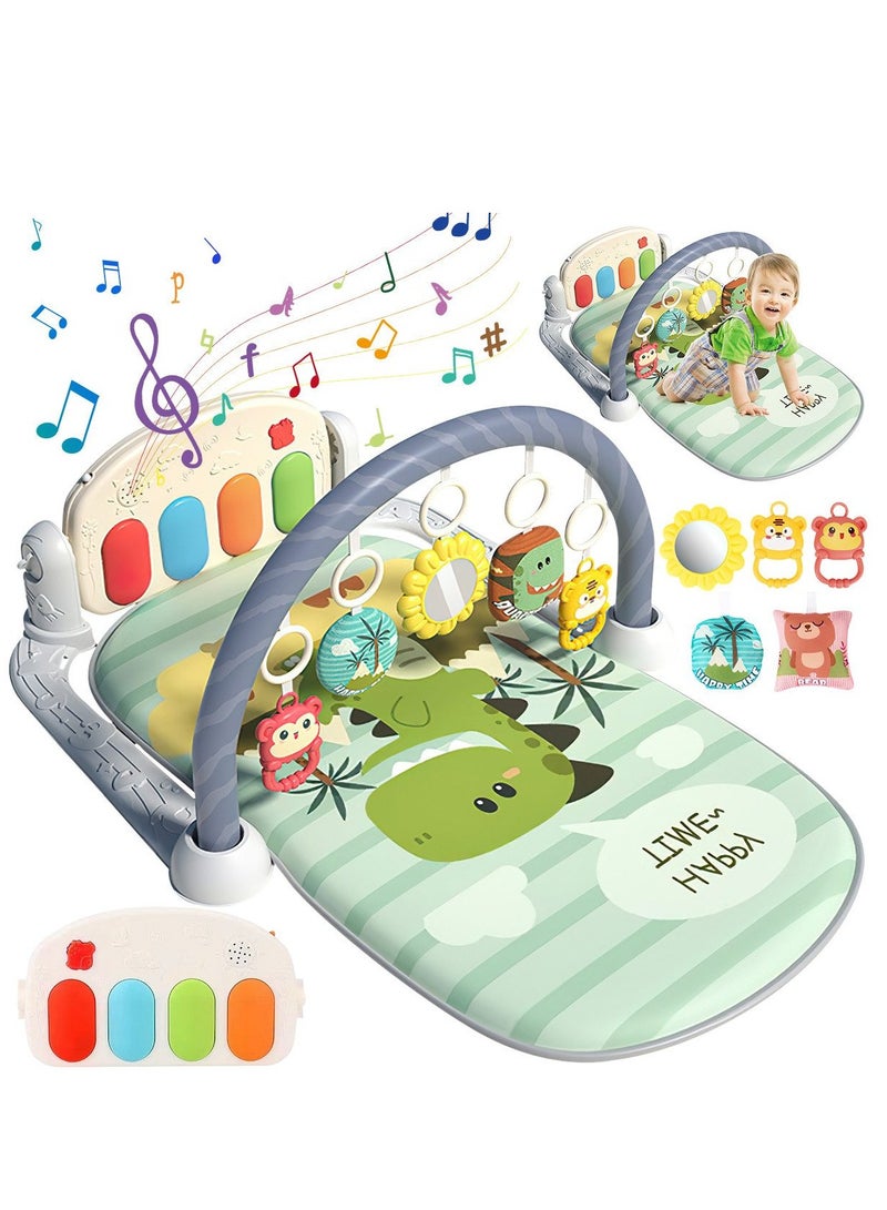MaBaby Baby Play Mat Baby Gym,Funny Play Piano Tummy Time Baby Activity Mat with 5 Infant Sensory Baby Toys, Music and Lights Boy & Girl Gifts for Newborn Baby 0 to 3 6 9 12 Months - Image 1