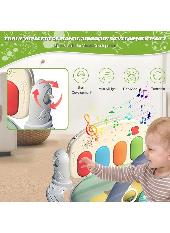 MaBaby Baby Play Mat Baby Gym,Funny Play Piano Tummy Time Baby Activity Mat with 5 Infant Sensory Baby Toys, Music and Lights Boy & Girl Gifts for Newborn Baby 0 to 3 6 9 12 Months - Image 3
