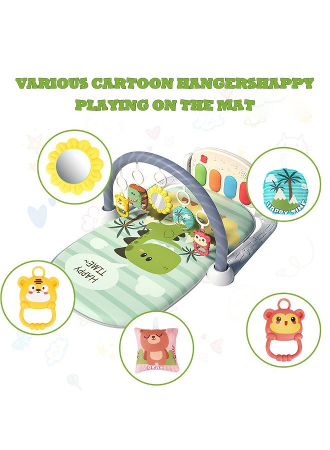 MaBaby Baby Play Mat Baby Gym,Funny Play Piano Tummy Time Baby Activity Mat with 5 Infant Sensory Baby Toys, Music and Lights Boy & Girl Gifts for Newborn Baby 0 to 3 6 9 12 Months - Image 2