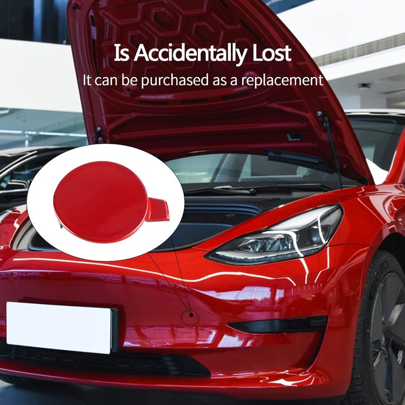 TIKSCIENCE Front Tow Hook Cover for Tesla Model 3 2017-2023 Red Front Bumper Tow Hook Cover Cap - Image 3