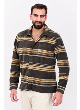 Men Striped Jacket Shirt, Olive