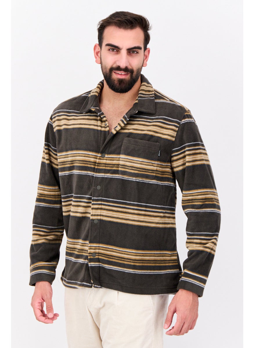 Hurley - Men Striped Jacket Shirt, Olive - Image 1