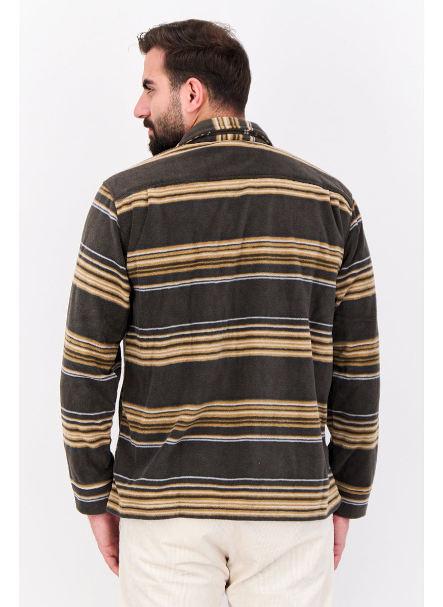 Hurley - Men Striped Jacket Shirt, Olive - Image 1